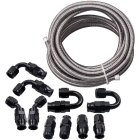I42r6w Bfo 6an 20ft Ptfe Stainless Steel Braided Oil Fuel Line Fitting Hose Kit 5/16 Inch