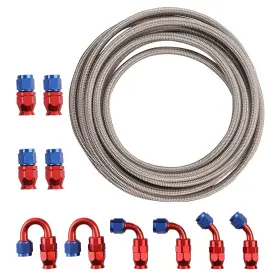 I5s7g3 Bfo An6 -6an An-6 Red Swivel Fitting Stainless Steel Braided Fuel Line Hose 20ft Kit