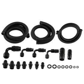 Ig58m0 Bfo Power Steering Oil Line Kit -6an -10an Remote Reservoir Black Universal 3 Foot