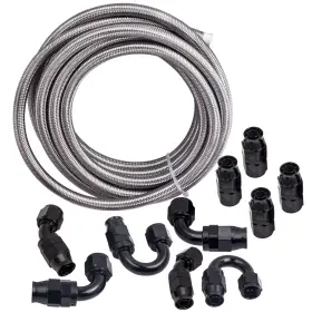 J0fugs Bfo 20 Feet An-10 10an Braided Oil Fuel Hose Line And 10 Pcs Swivel End Kit