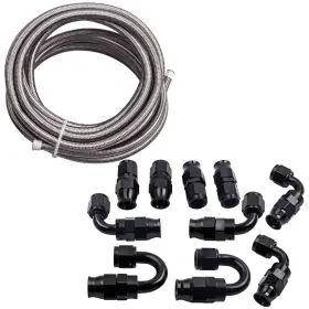K30ujh Bfo 6m/20ft An6 -6an Ptfe Steel Braided Oil Fuel Line Hose End Fitting Adaptor Kit