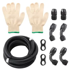 Kva2tz Bfo 12an 10ft Nylon Braided Fitting Stainless Steel Oil Fuel Hose Line Kit