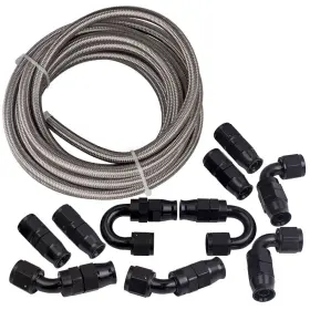 Mdav7f Bfo 20feet An8 20ft Stainless Steel Braided Ptfe Oil Gas Fuel Hose Line Fitting