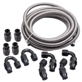 Mu4v72 Bfo 20 Feet An-10 10an Braided Oil Fuel Hose Line And 10 Pcs Swivel End Kit