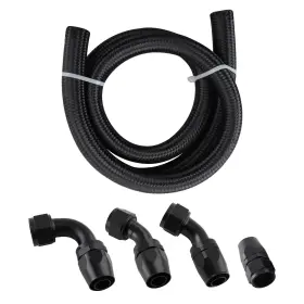 Nad6c5 Bfo 16an Hose Fuel Line 5 Feet With Nylon Braided Hoses 90 Degree 45 1pc