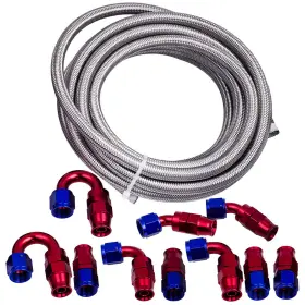 Qvdzp4 Bfo 20 Feet An8 Stainless Steel Braided Fuel Oil Gas Line Hose -8an Swivel Connector
