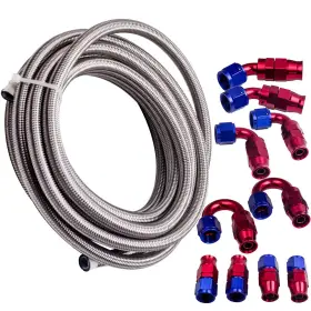 Qxhz8n Bfo 20ft 8-an Ptfe Stainless Steel Braided Gas Oil Line Hose An8 Fitting Ends Black Qxhz8n Bfo 20ft 8-an Ptfe Stainless Steel Braided Gas Oil Line Hose An8 Fitting Ends Black