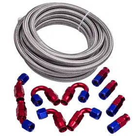 Qzf6jl Bfo 20ft 8an -8an Stainless Steel Braided Fuel /oil/ Gas Line Hose Fittings Ends New