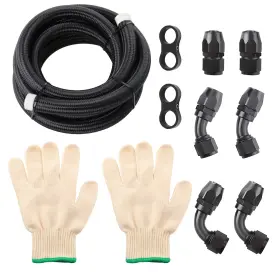 Rouwt5 Bfo 12an Nylon Braided Fuel Line Hose Fitting Kit 304 Stainless Steel Wire 10ft