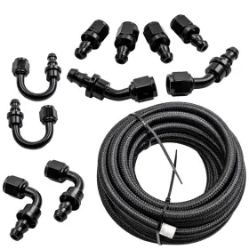 Rq8zkc Bfo 20feet 6an Stainless Steel Braided Oil Line An6 Fitting Hose End 10 Pcs New