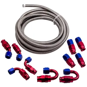 Seudg9 Bfo 6an 20ft Oil Fuel Hose Line Kit Stainless Steel Braided Fitting End New Seudg9 Bfo 6an 20ft Oil Fuel Hose Line Kit Stainless Steel Braided Fitting End New