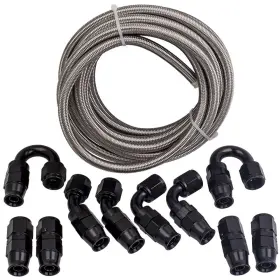 T2bocf Bfo Black 20ft Braided Fuel Hose Line And 10an 8an 6an 4an Swivel End Fitting Kit