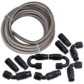 Tha4yd Bfo 8an An8 Stainless Nylon Braided Oil/fuel/gas Line Hose End 20ft Fitting Black