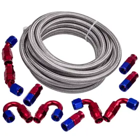 Tkwu8b Bfo An8 8-an An-8 3/8 Fitting Stainless Steel Braided Oil Fuel Hose Line 20ft Kit Tkwu8b Bfo An8 8-an An-8 3/8 Fitting Stainless Steel Braided Oil Fuel Hose Line 20ft Kit