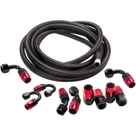 Tr2js4 Bfo An8 8-an 16ft Nylon Steel Braided Oil Fuel Line Fittings Hose End Adaptor Kit Tr2js4 Bfo An8 8-an 16ft Nylon Steel Braided Oil Fuel Line Fittings Hose End Adaptor Kit