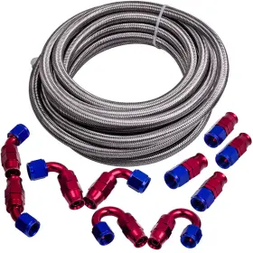U01mjh Bfo An-8 -8an 3/8 Fitting Stainless Steel Braided Oil Fuel Hose Line 20ft Kits
