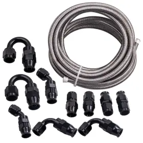 Uoy08m Bfo Black An-6 6an Stainless Steel Fuel Line 20ft Fitting Hose End Adaptor Swivel Uoy08m Bfo Black An-6 6an Stainless Steel Fuel Line 20ft Fitting Hose End Adaptor Swivel