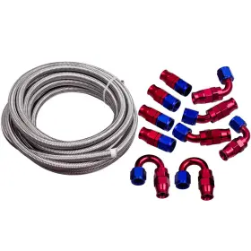 V76umf Bfo An-8 -8an 3/8 Fitting Stainless Steel Braided Oil Fuel Hose Line 20ft Kits