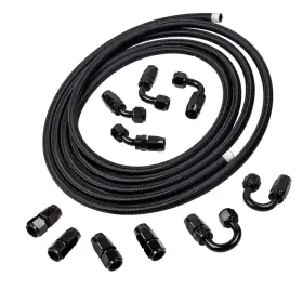 Vfw530 Bfo An8 8an Nylon Steel Braided Oil Fuel Line Fittings Hose End Adaptor Kit