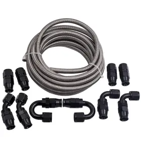 Y8rk1h Bfo Black 20ft Braided Fuel Hose Line And 10an 8an 6an 4an Swivel End Fitting Kit Y8rk1h Bfo Black 20ft Braided Fuel Hose Line And 10an 8an 6an 4an Swivel End Fitting Kit