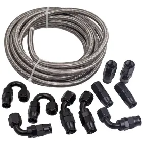Z0i15a Bfo 8 An8 Black Nylon Braided Ptfe Fuel Hose Line 20ft 10 Fittings E85 5000 Psi Z0i15a Bfo 8 An8 Black Nylon Braided Ptfe Fuel Hose Line 20ft 10 Fittings E85 5000 Psi
