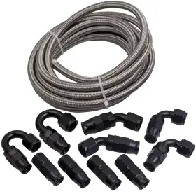 Zmhi8f Bfo 8an An8 Stainless Steel Braided Ptfe Fuel Hose Line 20ft Black Fitting Kit Zmhi8f Bfo 8an An8 Stainless Steel Braided Ptfe Fuel Hose Line 20ft Black Fitting Kit