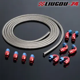 Big356179 Big-wheel Fit For 5 Meter An4 Stainless Steel Braided Oil Fuel Line Fittings Hose End