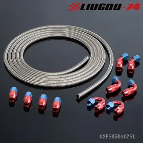 Big452183 Big-wheel An10 Stainless Steel Braided Oil Gas Line Hose End Adaptor Silver 5meters 5m