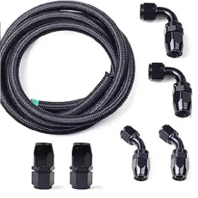 Hm0879 Blackhorse-racing 10 Foot 12an Fuel Line With 6 Pcs Fittings Kit - Stainless Steel Cpe Braided