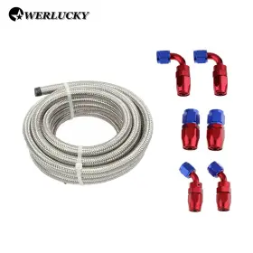 Wf0017 Blackhorse-racing 6an Stainless Steel Braided Fuel Line Cpe Rubber Hose With 6pcs Fittings Kit