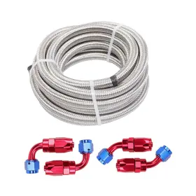 Wf0140 Blackhorse-racing 20ft 3/8 6an Fuel Line Hose Steel Nylon Braided Oil Swivel End Fitting