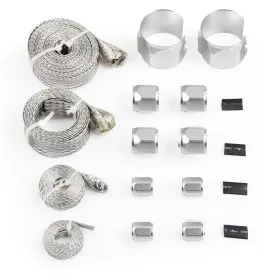 10206004 Carbole Chrome Radiator Hose Sleeving Stainless Steel Braided Dress-up Cover Kit
