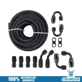 Flkan6 Carmocarshop Stainless Steel 20ft 3/8 Fitting Nylon Braided Oil Fuel Hose Line Kit An6 -6an