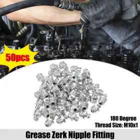 M10x1 Carpopart 703820783183 50 Pcs Car Grease Nipple Fitting Straight 180 Degree Galvanized Steel