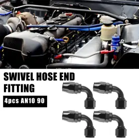 An10 Carpopart 726215842388 4pcs 90 Degree Swivel Hose End Fitting Adapter For Braided Fuel Black