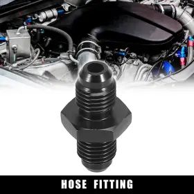 Carpopart 752374962728 Auto An4 To Male Coupling Hose Fitting Adapter Aluminum Alloy Black
