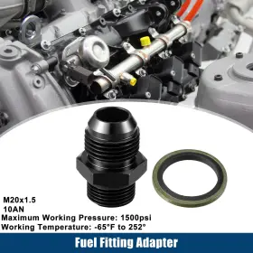 M20x1.5 Carpopart 767153688539 1 Set Car Fuel Fitting With Washer Metric To 10an Male Flare Adapter Black