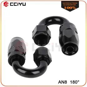 Z83342101g Cciyu Electroplated Black Set Of 2 An8 Hose Fitting 180 Degree Aluminum Z83342101g Cciyu Electroplated Black Set Of 2 An8 Hose Fitting 180 Degree Aluminum