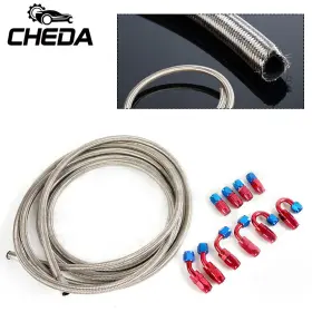 Gpl31204 Cheda An10 Stainless Steel Braided Oil Gas Line Hose End Adaptor Silver 5meters New