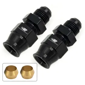 Cnraqr 6an-to-bk 6an To 3/8 Fuel Hardline Fitting Adapter 2pcs Aluminum Black Anodized