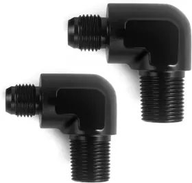 An6-090-38npt Cnraqr 6an To 3/8 Npt 90 Degree Fitting Adapter Aluminum Black 2pcs Fuel Oil