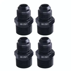 8npt-bk Cnraqr An6-3/8npt-bk 4pcs Straight 6an Flare Male To 3/8 Inch Npt Adapter Fitting 6 An Bare Aluminum
