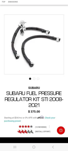 315200 Cobb Fuel Pressure Regulator Kit 2008-2021 Wrx Sti