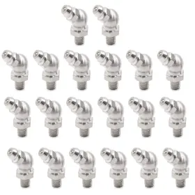 Comok 448314667084 Silver Tone 45 Degree Stainless Steel Grease Nipple Car Use Fitting 20pcs M6