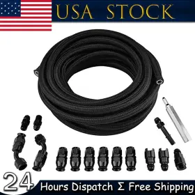 Dxqp-2451 Dxmoto 6an 3/8 Inch Ptfe Fuel Line Kit With Nylon Stainless Braided Hose 25ft