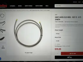 306012erl Earls Auto Flex Hose 6 Foot 12an New