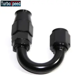 80-180-06 Emusa Ft Bk Universal 6an An6 180 Degree Black Swivel Reusable Ptfe Hose End Fitting Adapter