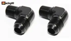 Emusa Ft An10-38-090 Bkx2 2pcs An10 To 3/8 Inch Npt Male 90 Degree Black Fuel Oil Gas Line Fitting Adapter