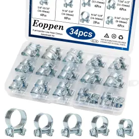 En-19 Eoppen 34pcs 5 Sizes 8-18mm Fuel Line - Clamp Silver