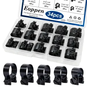 En-28 Eoppen 34pcs 5 Sizes 8-18mm Fuel Line Clamp Assortment Kit - Black